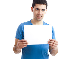 Image showing Holding a blank billboard