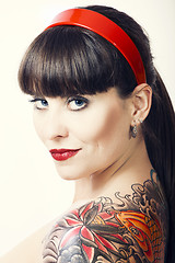 Image showing Vintage woman with a tattoo