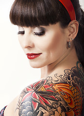 Image showing Vintage woman with a tattoo
