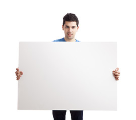 Image showing Man holding a blank billboard