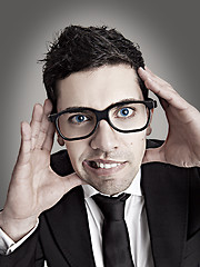 Image showing Nerd businessman