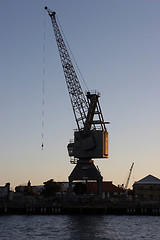 Image showing Crane At Sunset