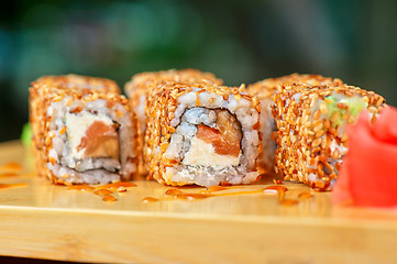 Image showing sesame sushi rolls