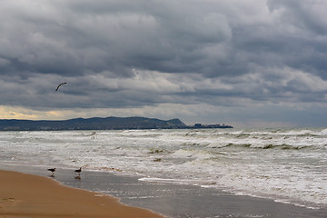 Image showing Beach of Anapa in September. Black Sea. Russia.