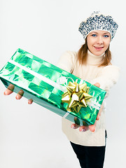 Image showing young beautiful woman with gifts