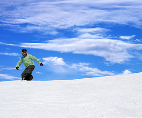 Image showing Snowboarder on ski slope