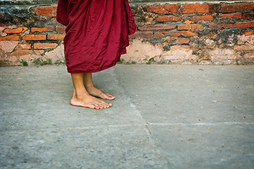 Image showing Legs of buddhist monk. Burma (Myanmar)