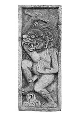 Image showing Naked mythical creature - stone architectural ornament from Indo