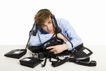 Image showing wrapped in telephones