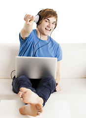 Image showing Happy man on the couch