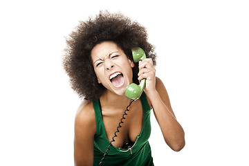 Image showing Angry woman at phone