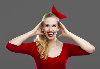 Image showing Woman in red