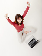 Image showing Happy woman with a laptop