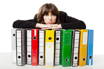 Image showing Woman holding folders