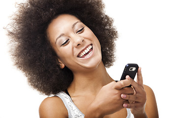 Image showing Beautiful woman at cellphone