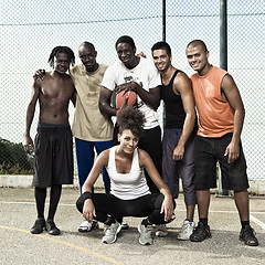 Image showing Street basketball team