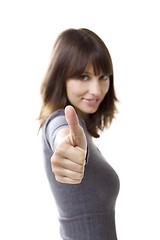 Image showing Woman doing thumbs up