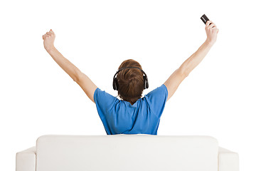 Image showing Happy man on the couch