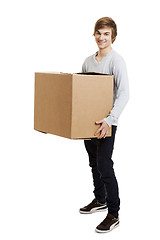 Image showing Man holding a card boxes