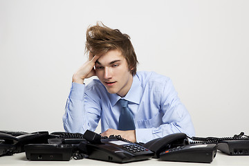 Image showing Tired man in the office