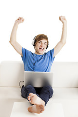 Image showing Happy man on the couch