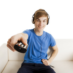 Image showing Man with a remote control