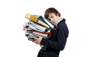 Image showing Business man carrying folders