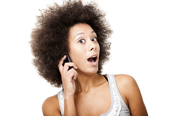 Image showing Beautiful woman at cellphone