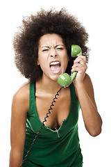 Image showing Angry woman at phone