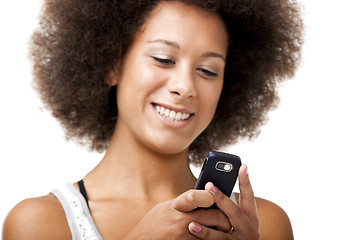 Image showing Beautiful woman at cellphone