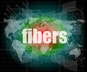 Image showing fibers word on digital screen, mission control interface hi technology