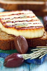 Image showing Grilled cheese and whole grain bread closeup.