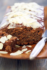 Image showing Almond cake with chocolate. 