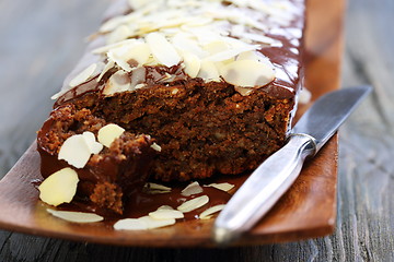 Image showing Franzhipan with chocolate and almond petals. 