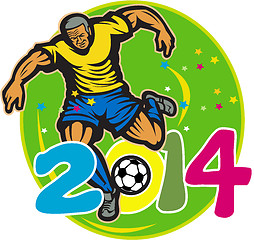 Image showing Brazil 2014 Football Player Kick Retro