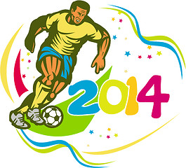 Image showing Brazil 2014 Football Player Running Ball Retro