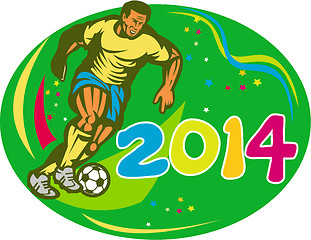 Image showing Brasil 2014 Soccer Football Player Run Retro