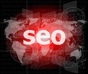 Image showing The word seo on digital screen, it concept