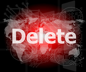 Image showing The word delete on digital screen, information technology concept