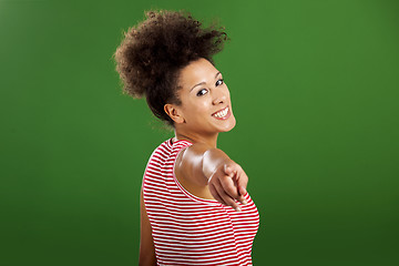 Image showing African woman pointing somewhere