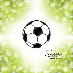 Image showing Soccer ball on green and white background