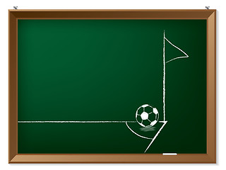 Image showing Soccer ball and flag in corner