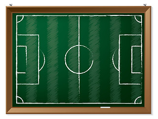 Image showing Soccer field drawn on chalkboard 