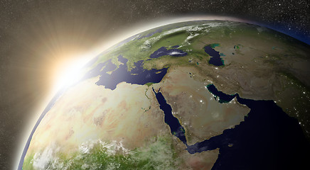 Image showing Sun over Middle East