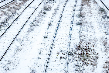 Image showing Snowy railroad