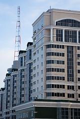 Image showing Modern building and communicate mast