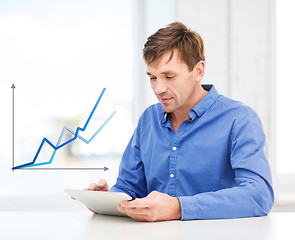 Image showing man working with tablet pc at home