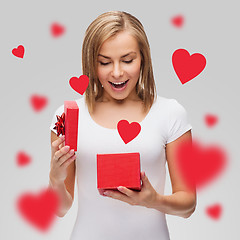 Image showing happy girl with gift box