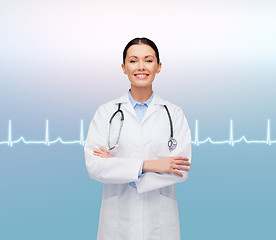 Image showing smiling female doctor with stethoscope