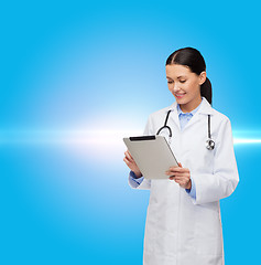 Image showing female doctor with stethoscope and tablet pc